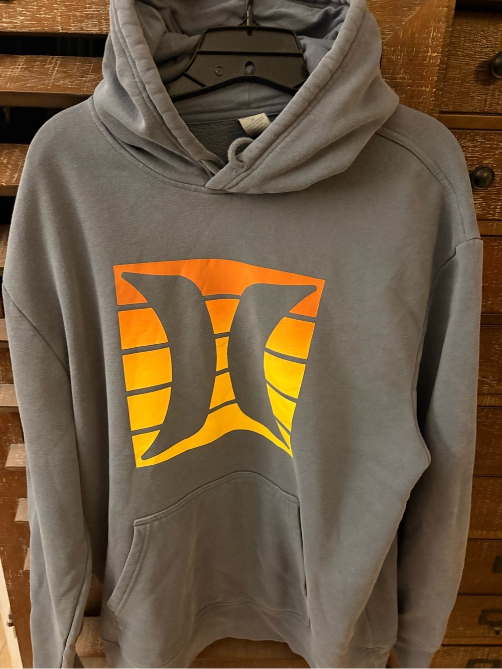 Hurley Gray Hoodie with Orange-to-Yellow Gradient Logo